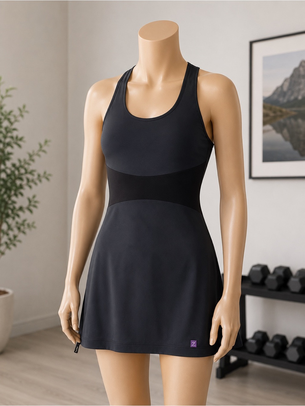 Zobha Athletic Tank Top Shelf Bra Cinch Hem Racerback Medium